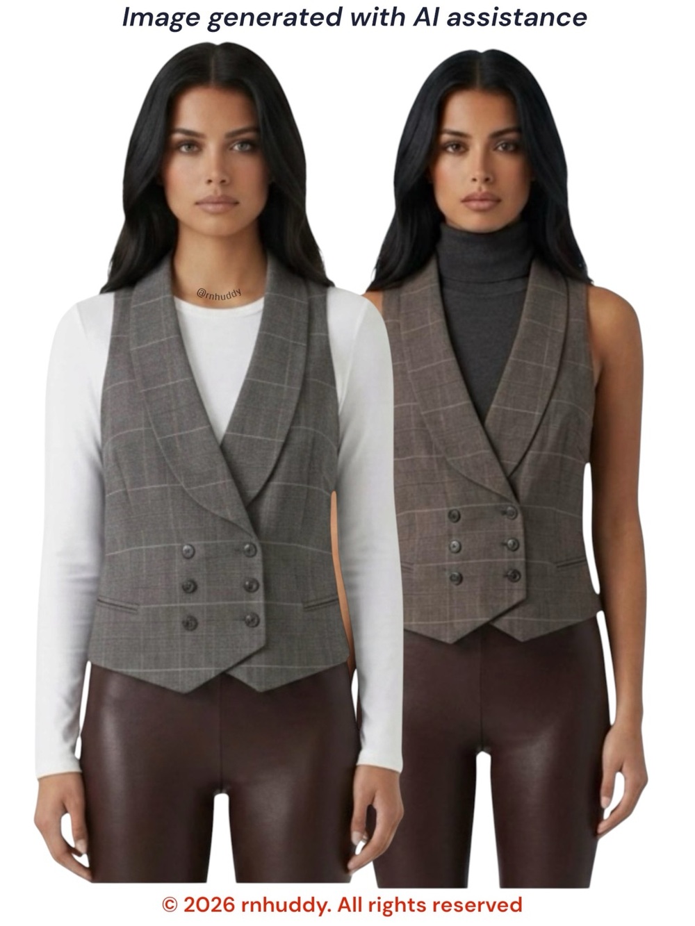 Cami size 14 brown plaid academia vest
